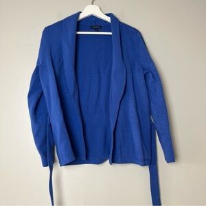 Lands' End Blue Open Front‎ Tie Waist Cardigan Medium